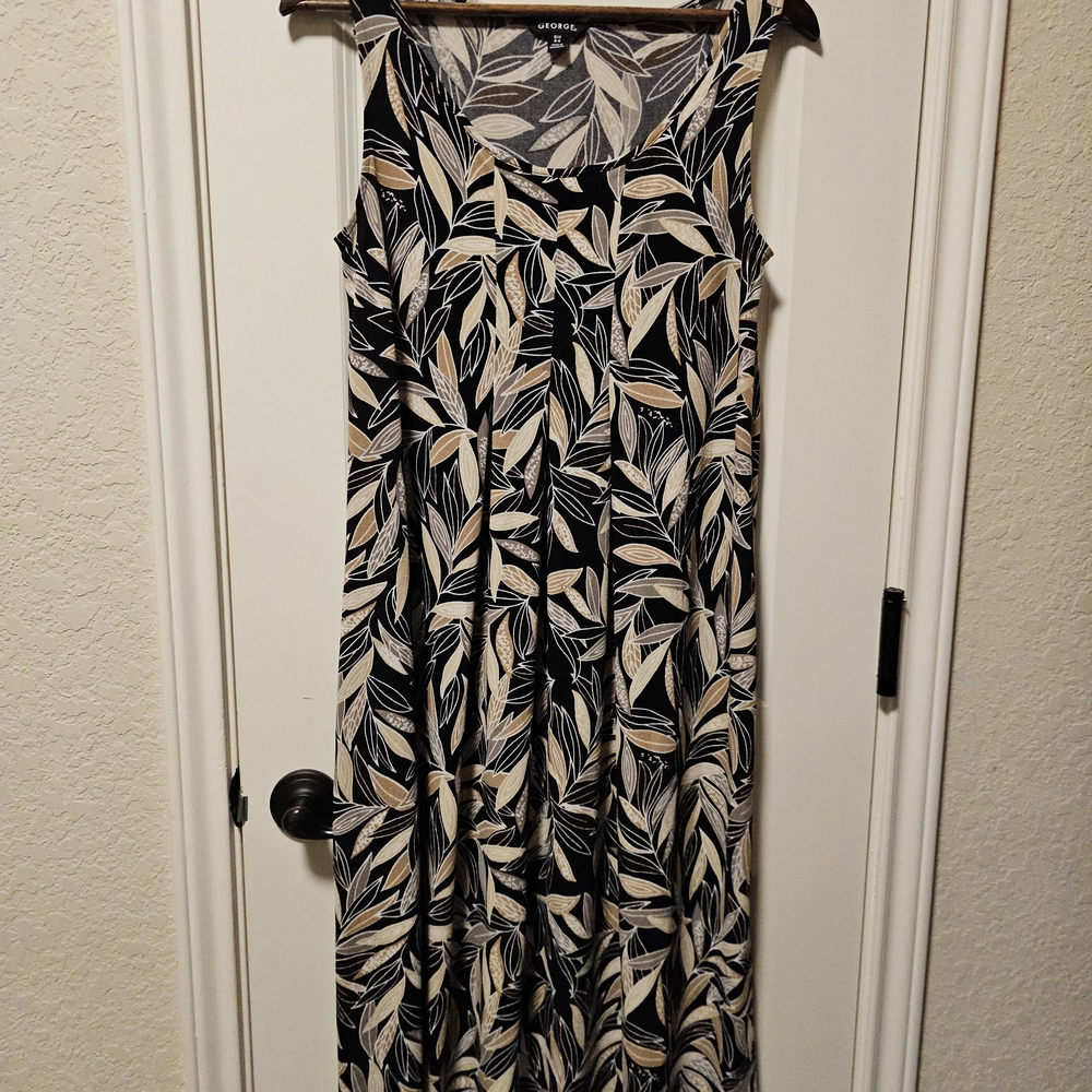 George Black and Cream Leaf Pattern Dress